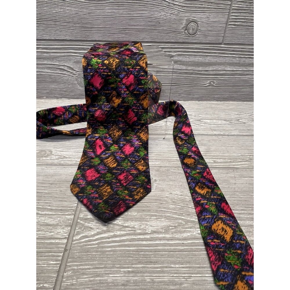 Serica Elite Men’s 100% SIlk Neck Tie Italy Bright Colorful Abstract 3.75”